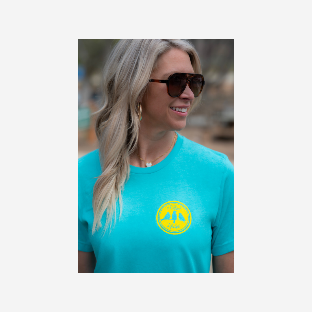 3 Bird Lifestyle T-Shirt • Rise Above • Teal & Yellow