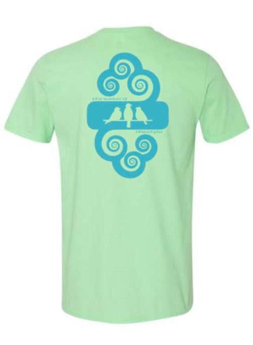 3 Bird Lifestyle T-Shirt • Positivity Is A Force Multiplier • Mint Green & Blue