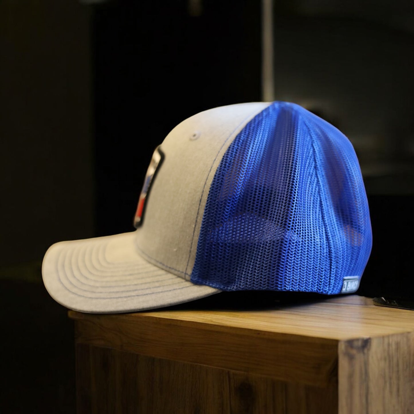 3 Bird Lifestyle Trucker Hat • Heather Grey & Royal Blue • Te Amo (Blue & Red) Patch