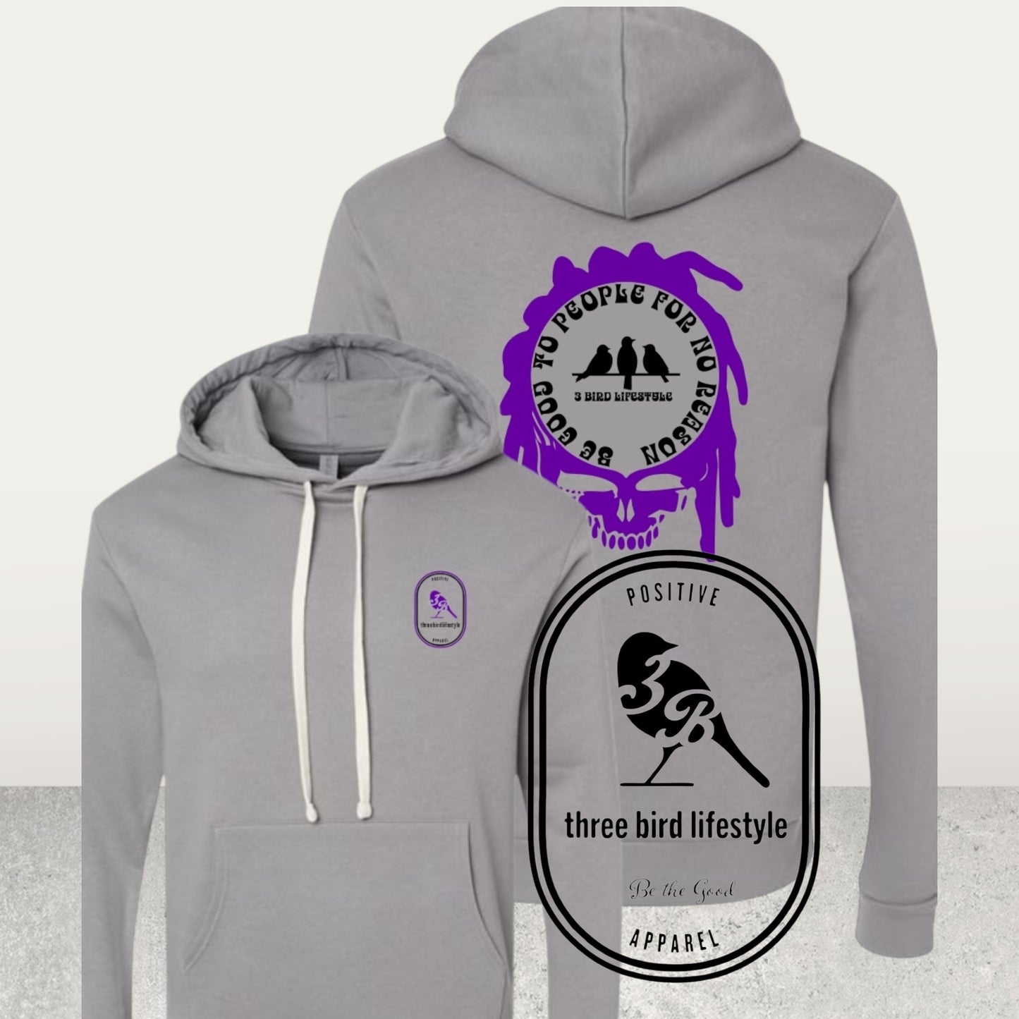 3 Bird Lifestyle Dread Head• Be Good To People For No Reason • Gray & Purple