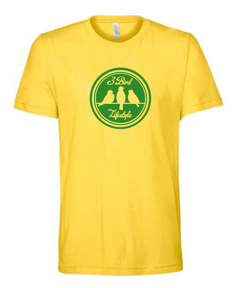 3 Bird Lifestyle T-Shirt • 3 Bird Crest • Yellow & Green