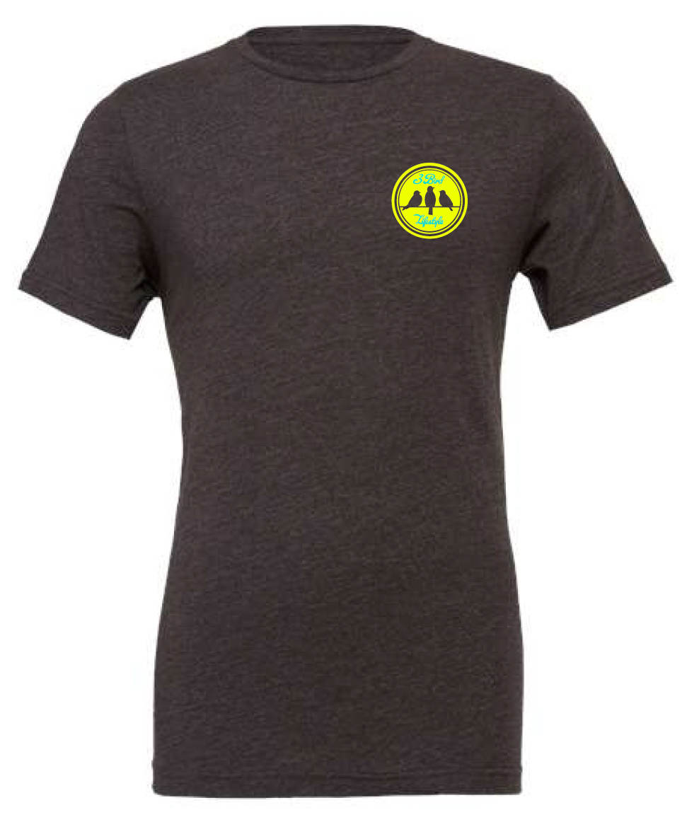 3 Bird Lifestyle T-Shirt • Rise Above • Charcoal & Yellow