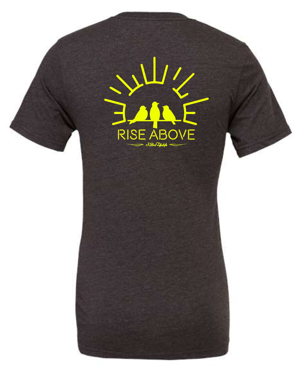 3 Bird Lifestyle T-Shirt • Rise Above • Charcoal & Yellow