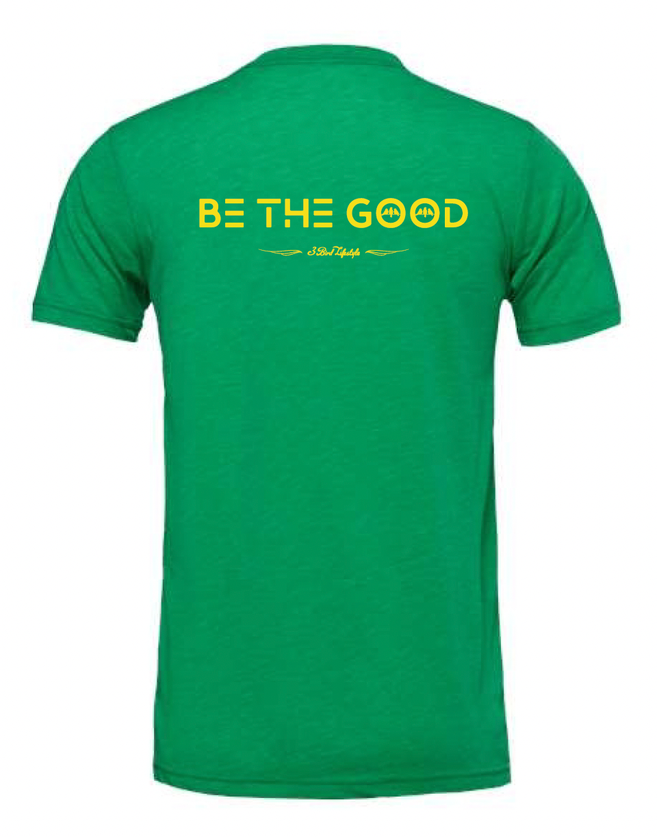 3 Bird Lifestyle T-Shirt • Be The Good • Green & Yellow