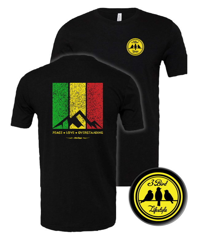 3 Bird Lifestyle T-Shirt • Peace, Love, & Overstanding • Black & Yellow