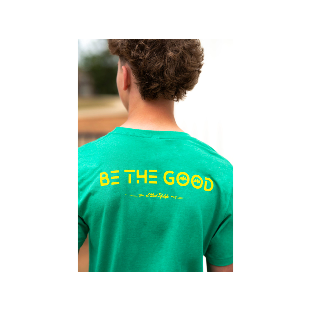 3 Bird Lifestyle T-Shirt • Be The Good • Green & Yellow