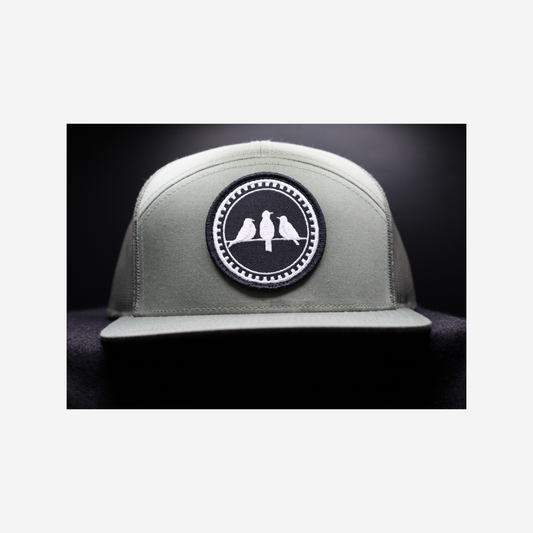 3 Bird Lifestyle Seven-Panel Trucker  • Loden Green• 3 Birds Only Patch