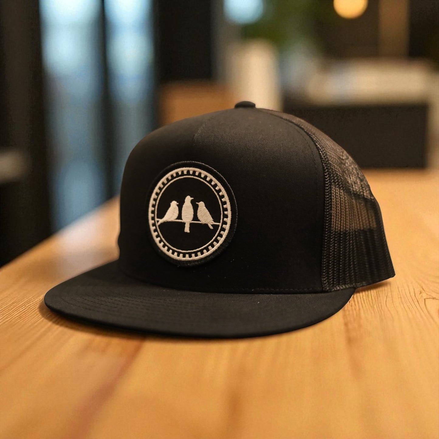 3 Bird Lifestyle Flat Bill Trucker • Black • 3 Birds Only Patch