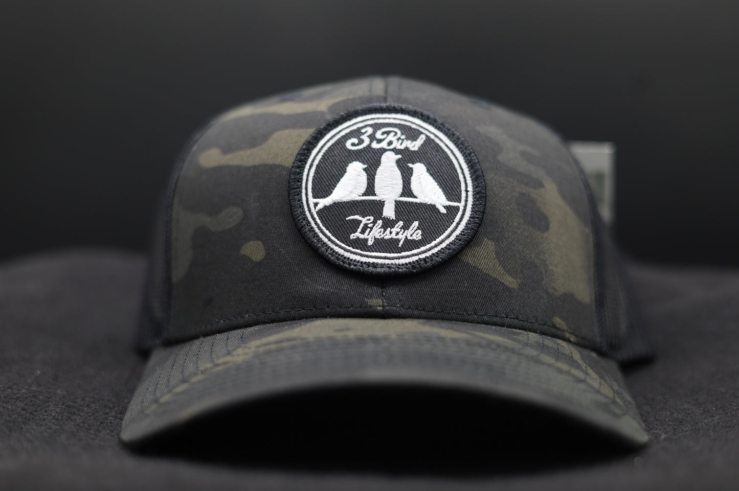 3 Bird Lifestyle Trucker Hat•Multicam Black & Black • 3 Bird Lifestyle Patch