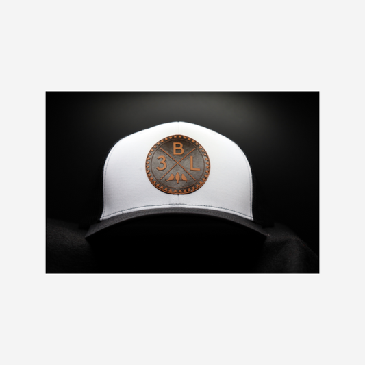 3 Bird Lifestyle Trucker Hat • White / Black • Leather Patch 3BLX