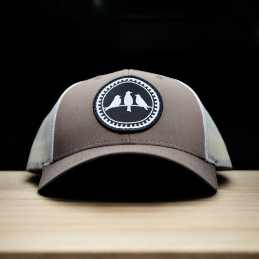 3 Bird Lifestyle Low Profile Trucker Hat • Brown/White • 3 Birds Only Patch