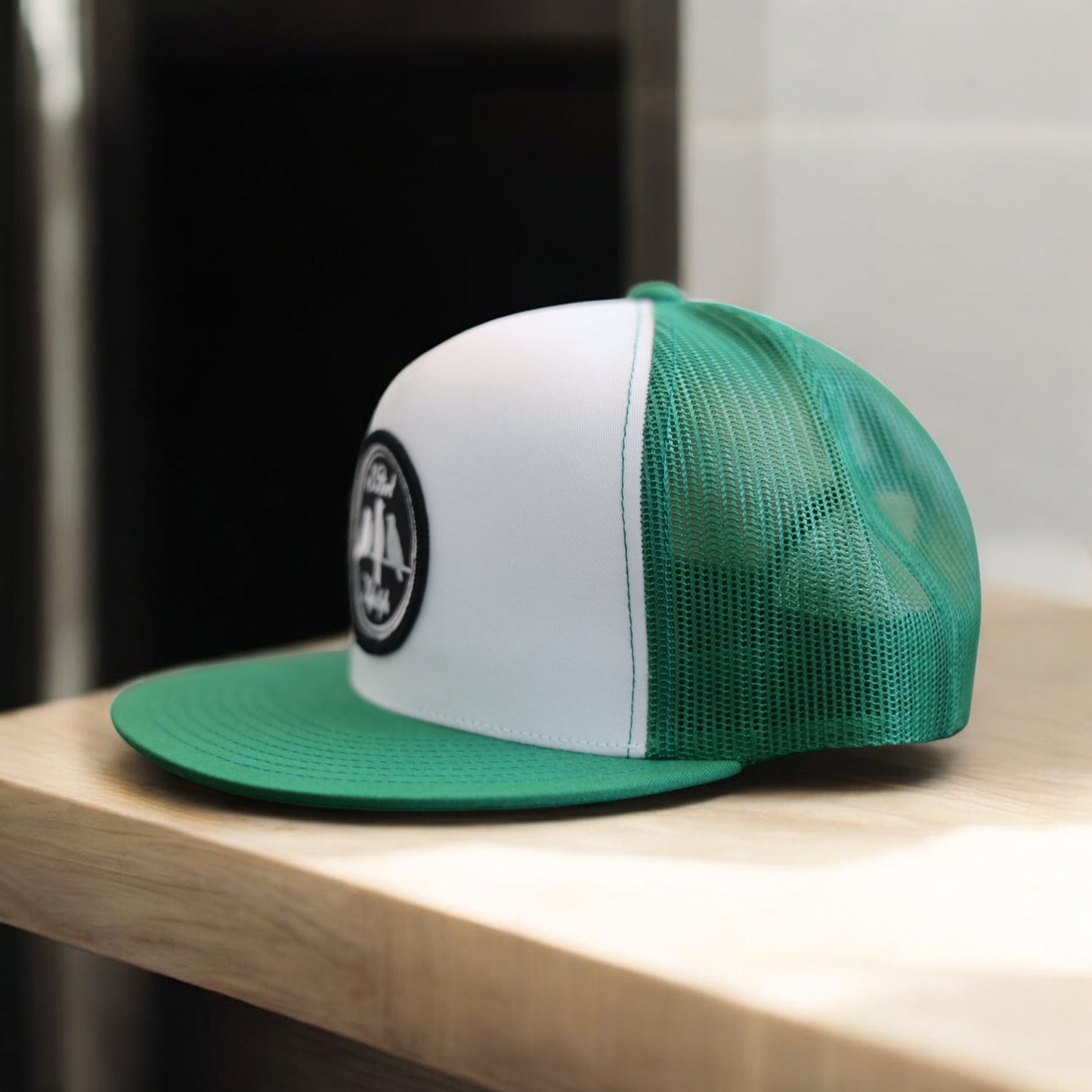 3 Bird Lifestyle Flat Bill Trucker • Green & White• 3 Bird Lifestyle Patch