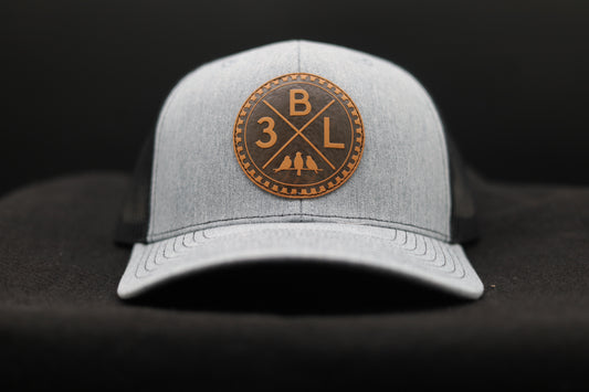 Richardson 112 Trucker Hat • Grey & Black •3BLX Leather Patch