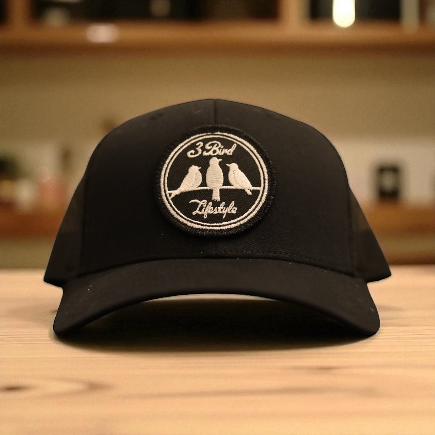 3 Bird Lifestyle Trucker Hat • Black • Embroidered Patch 3 Bird Lifestyle