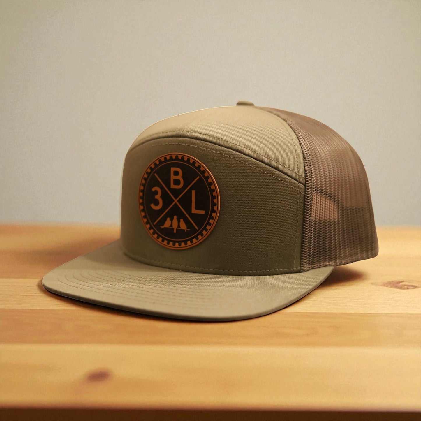 3 Bird Lifestyle Seven-Panel Trucker • Loden Green• 3BLX Leather Patch