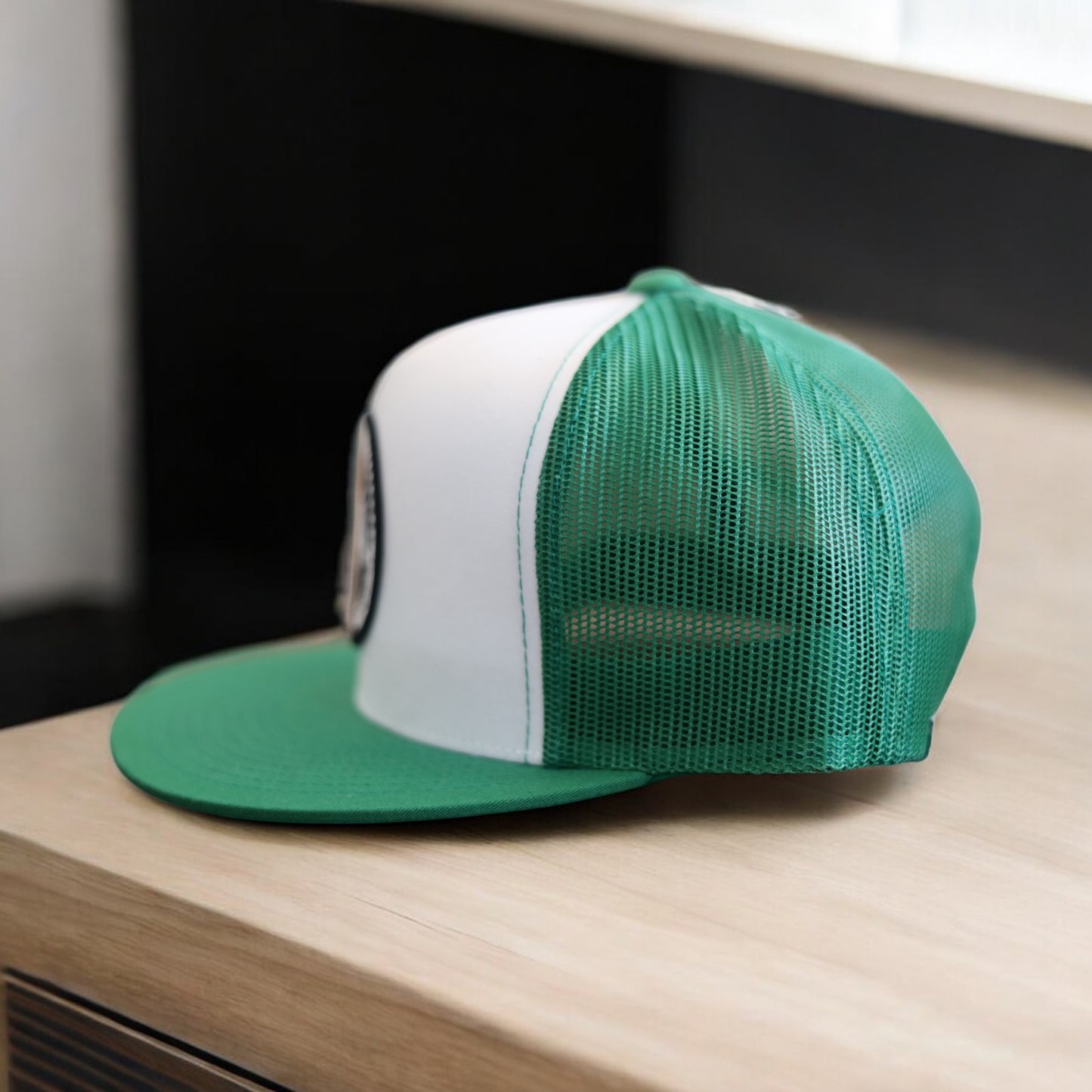 3 Bird Lifestyle Flat Bill Trucker • Green & White• 3 Birds Only Patch