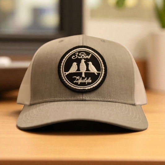 3 Bird Lifestyle Trucker Hat • Light Grey & White • 3 Bird Lifestyle Patch