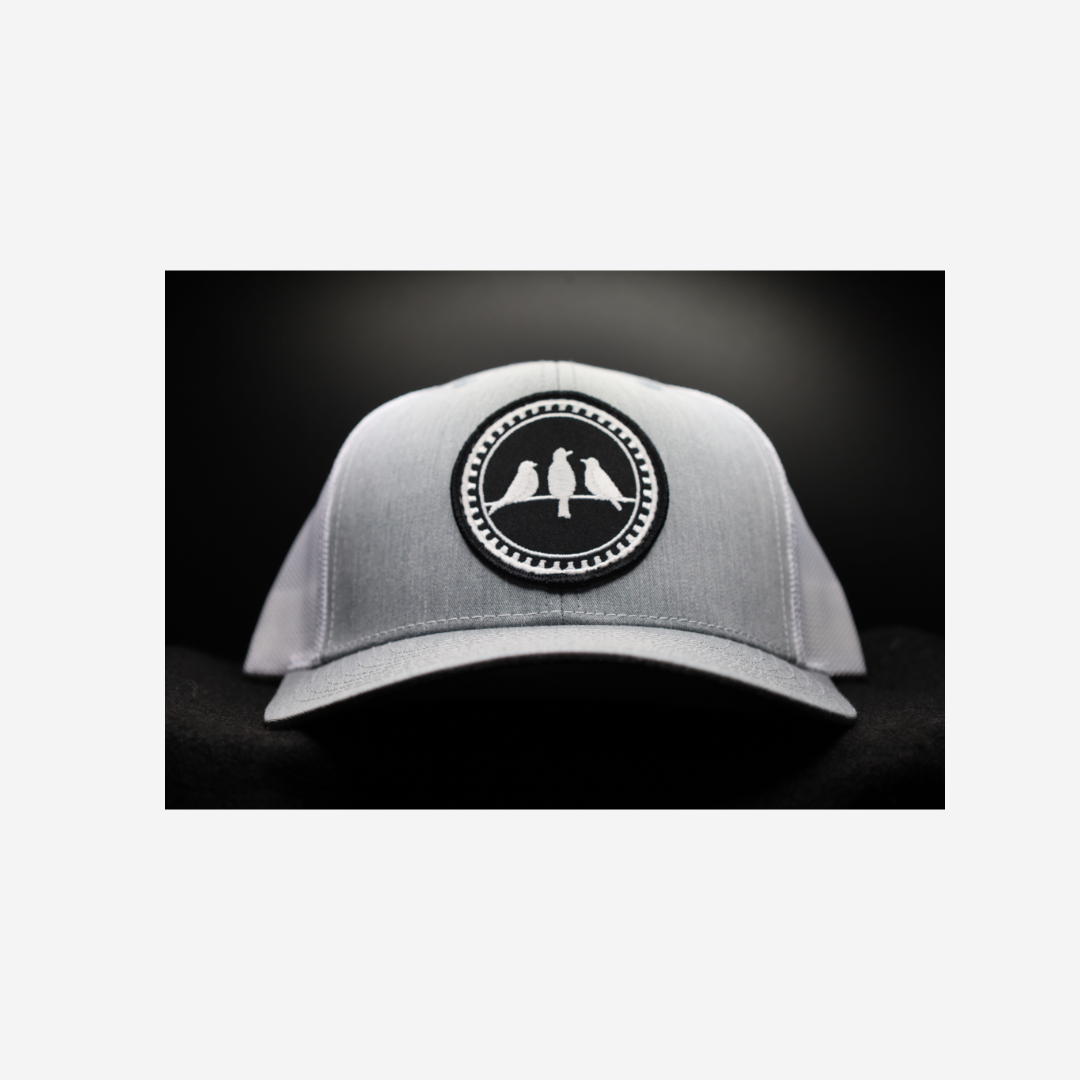 3 Bird Lifestyle Trucker Hat • Light Grey & White • 3 Birds Only Patch