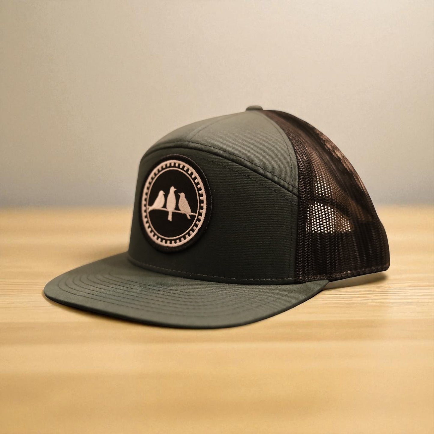 3 Bird Lifestyle Seven-Panel Trucker 
 •Green & Black• 3 Birds Only Patch
