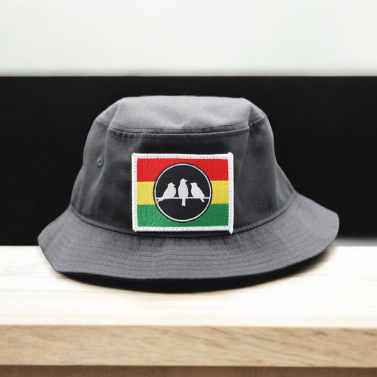 3 Bird Lifestyle Bucket Hat •Black• 3 Bird Rasta Flag Patch