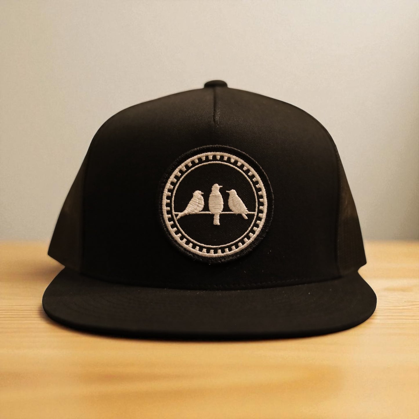 3 Bird Lifestyle Flat Bill Trucker • Black • 3 Birds Only Patch