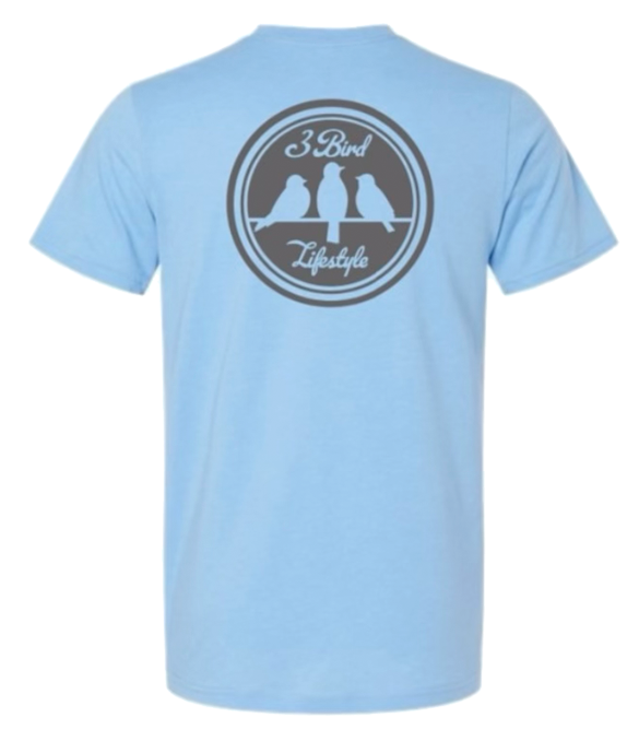 3 Bird Lifestyle • Crest • Light Blue / Grey Ink •Be Good To People For Know Reason