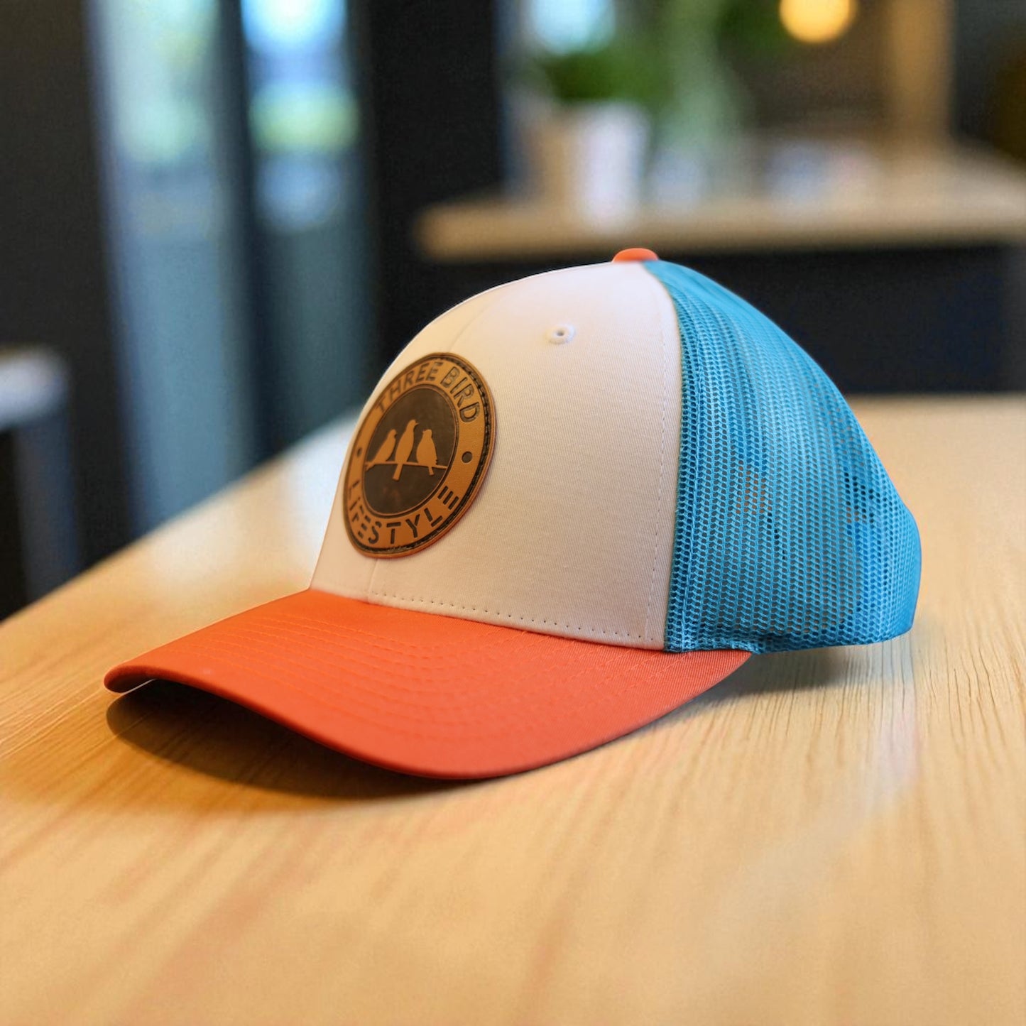 3 Bird Lifestyle Low Profile Trucker Hat • Tropic Trucker •3 Bird Lifestyle Leather Patch