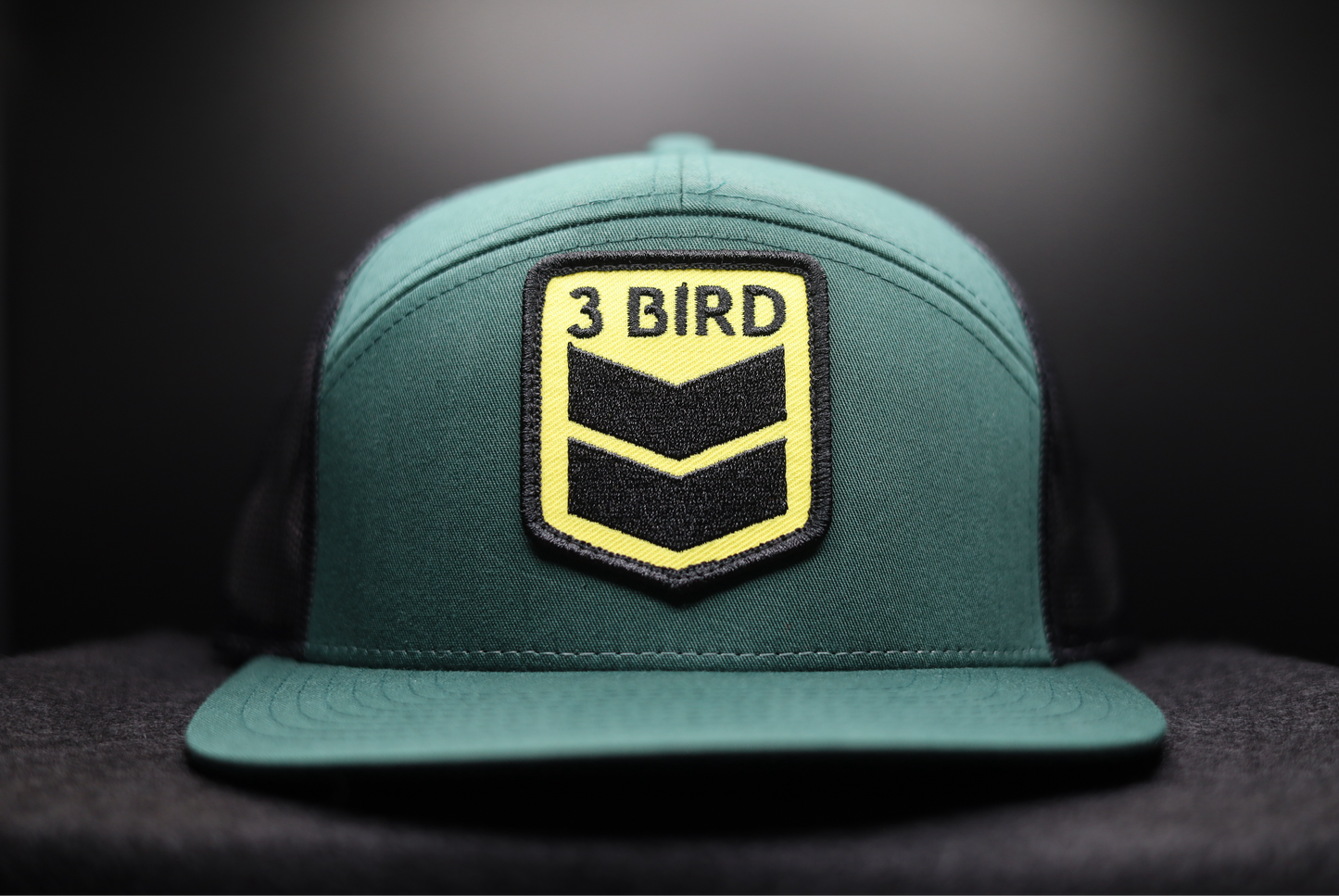 3 Bird Lifestyle Seven-Panel Trucker •Green & Black• 3 Bird Patch