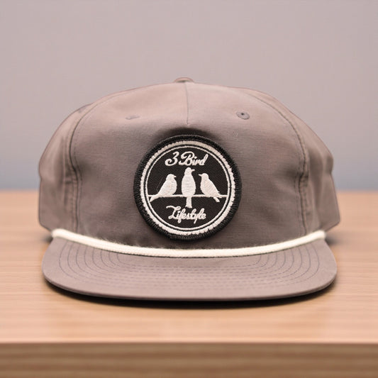 3 Bird Lifestyle Grandpa Rope Hat
 • Grey with White Rope • 3 Bird Lifestyle Patch