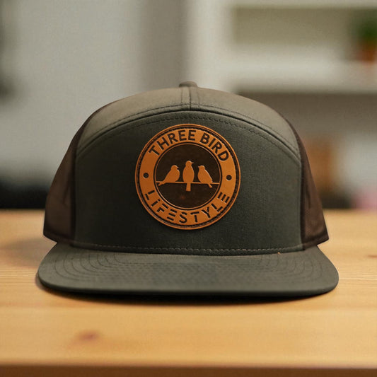 3 Bird Lifestyle Seven-Panel Trucker •Green & Black• 3 Bird Lifestyle Leather Patch