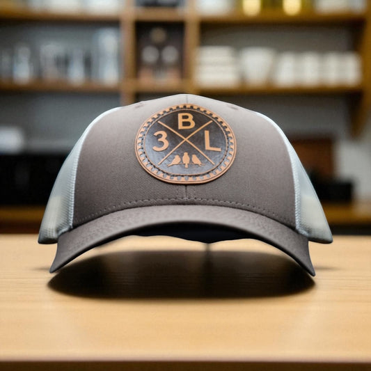 3 Bird Lifestyle Low Profile Trucker Hat • Brown/White • 3BLX Leather Patch