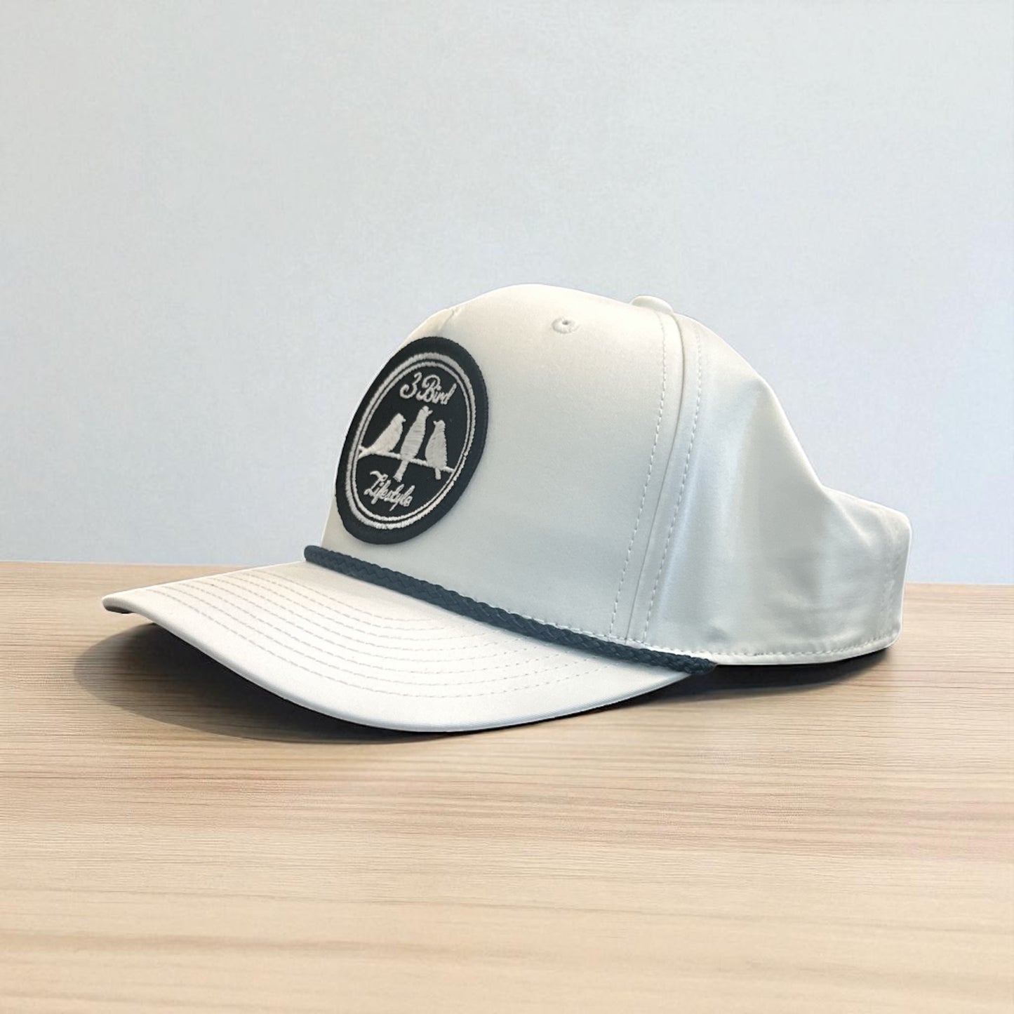 3 Bird Lifestyle Classic Rope Hat •White & Navy• 3 Bird Lifestyle Patch