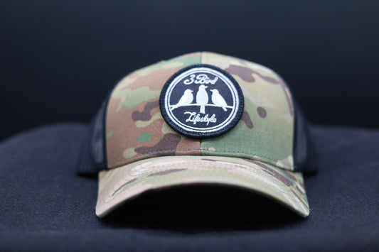 3 Bird Lifestyle Trucker Hat •Multicam Green & Black • 3 Bird Lifestyle Patch