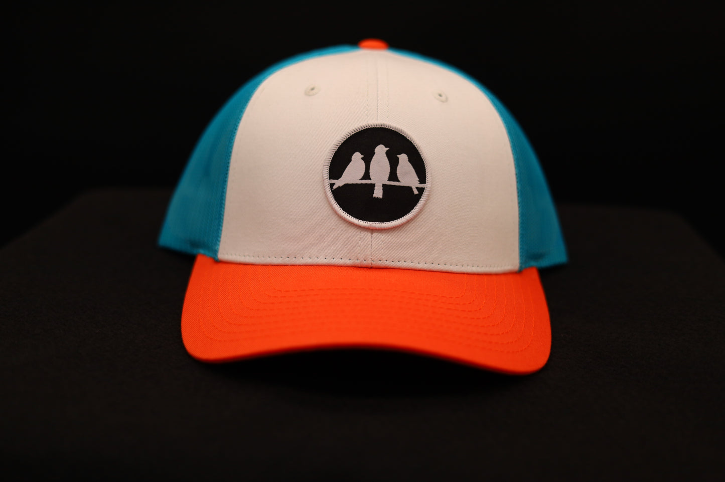 Richardson 115 Trucker Hat • White & Blue Hawaiian & Pale Orange • Birds Only Small Patch