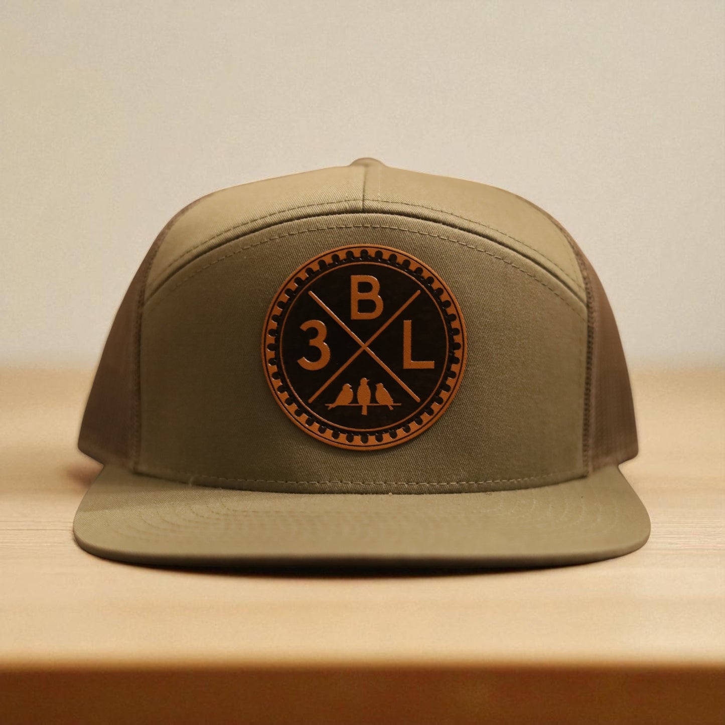 3 Bird Lifestyle Seven-Panel Trucker • Loden Green• 3BLX Leather Patch