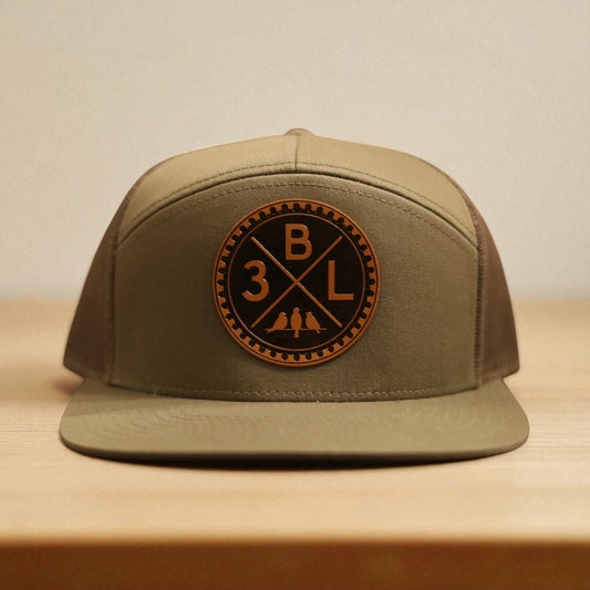 3 Bird Lifestyle Seven-Panel Trucker • Loden Green• 3BLX Leather Patch
