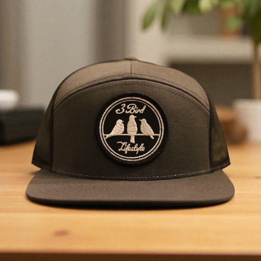 3 Bird Lifestyle Seven-Panel Trucker •Charcoal & Black• 3 Bird Lifestyle Patch