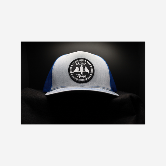 3 Bird Lifestyle Trucker Hat • Heather Grey & Royal Blue • 3 Birds Lifestyle Patch