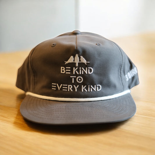 3 Bird Lifestyle Grandpa Rope Hat • Grey with White Rope • Be Kind To Every Kind