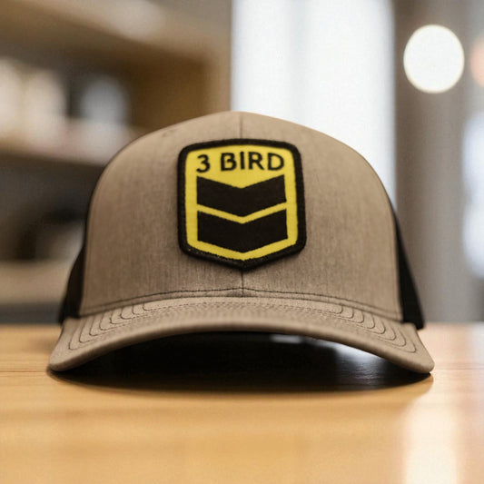 3 Bird Lifestyle Trucker Hat • Grey & Black •3 Bird Patch