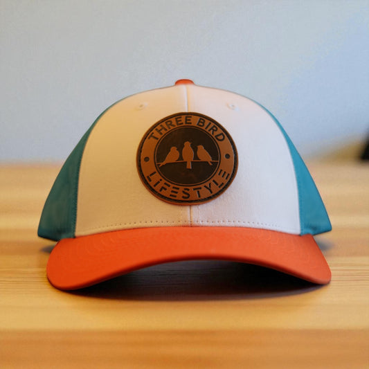 3 Bird Lifestyle Low Profile Trucker Hat • Tropic Trucker •3 Bird Lifestyle Leather Patch