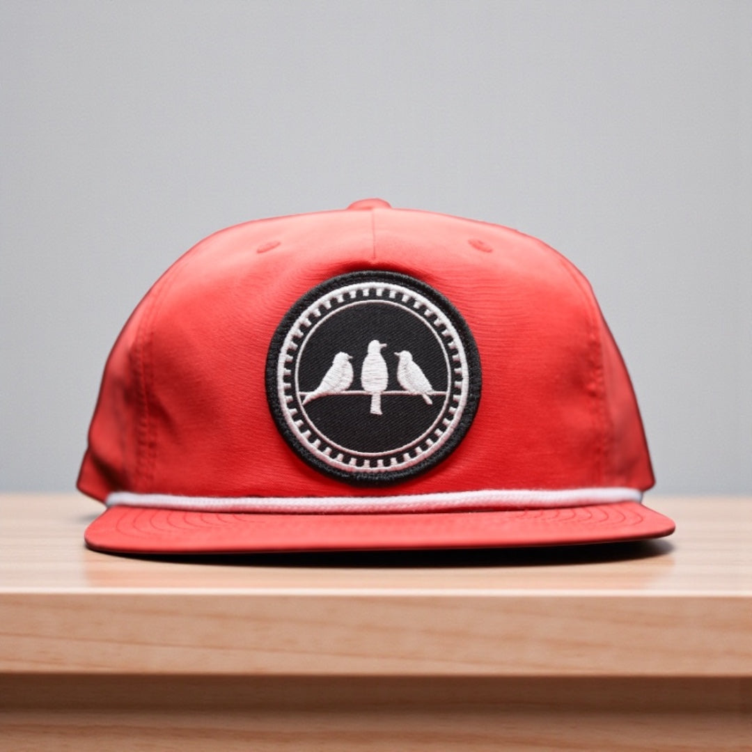 3 Bird Lifestyle Grandpa Rope Hat • Red with White Rope • Birds Only Patch
