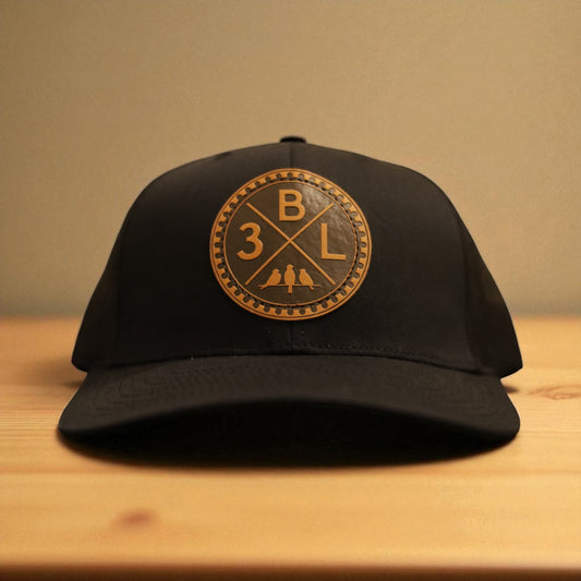 3 Bird Lifestyle Trucker Hat • Black • Leather Patch 3BLX