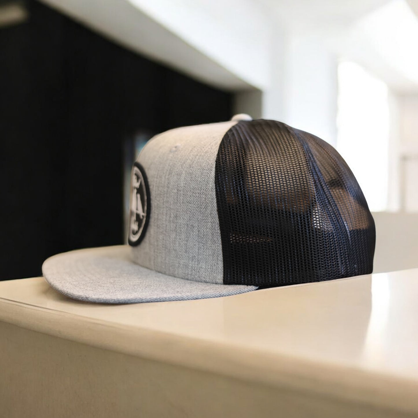 3 Bird Lifestyle Wool Blend Flat Bill Trucker • Heather Grey & Black • 3 Bird Lifestyle Patch