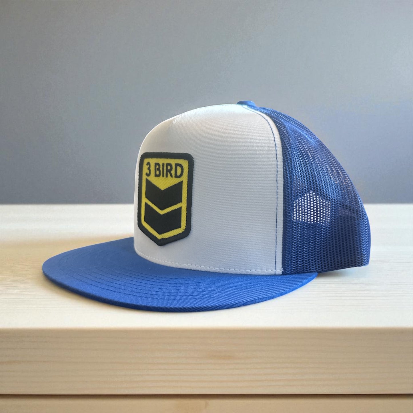 3 Bird Lifestyle Flat Bill Trucker • Royal Blue & White• 3 Bird Patch