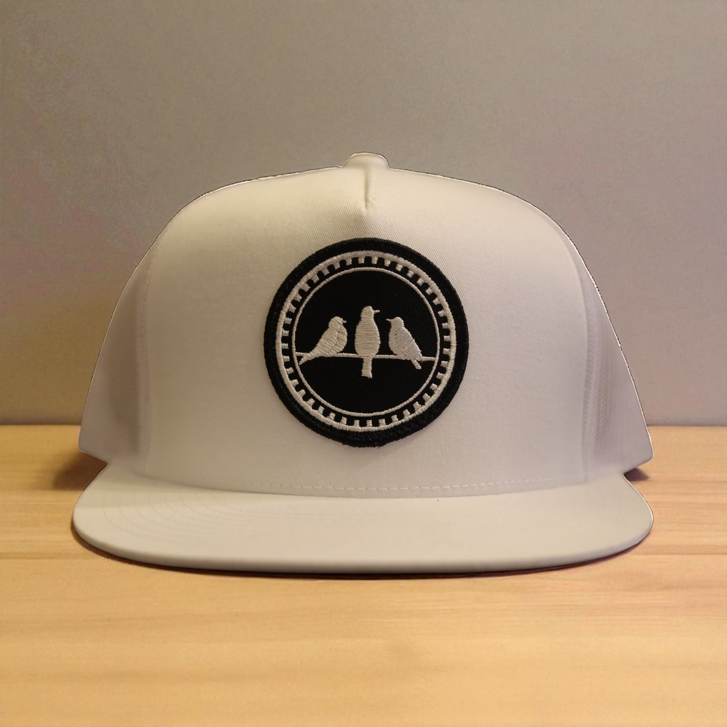 3 Bird Lifestyle Flat Bill Trucker • White • 3 Birds Only Patch