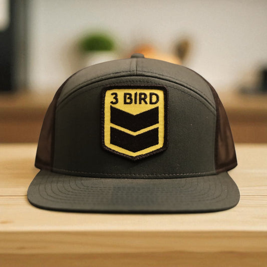 3 Bird Lifestyle Seven-Panel Trucker •Green & Black• 3 Bird Patch
