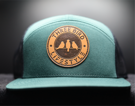 3 Bird Lifestyle Seven-Panel Trucker •Green & Black• 3 Bird Lifestyle Leather Patch