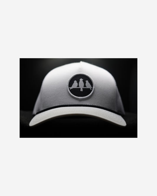 Richardson Rope Trucker Hat • White & Black • Birds Only Small Patch