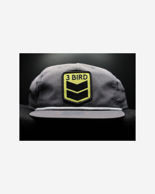 3 Bird Lifestyle Grandpa Rope Hat • Charcoal with White Rope • 3 Bird Patch